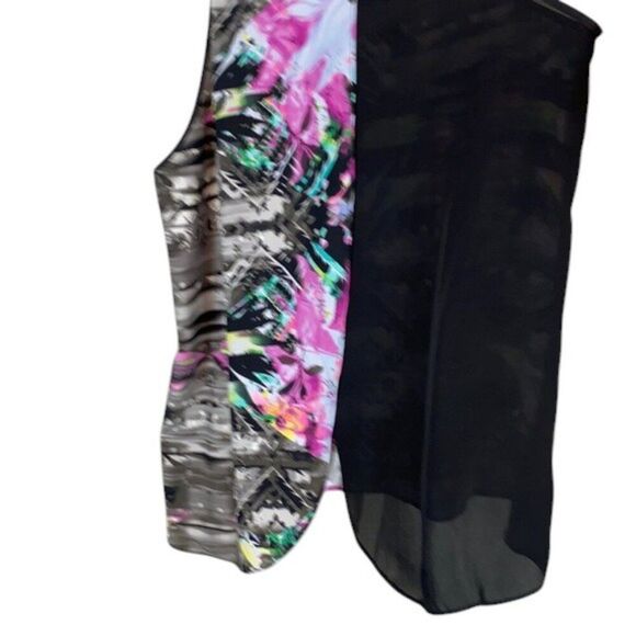 Parker Size M Silk Nassau Combo Abstract Print Tank Top Sleeveless Round Neck‎ - Picture 8 of 13